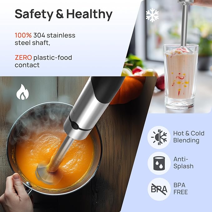 Consciot 4 in 1 Immersion Hand Blender Max 1100W, Corded Stick Emulsifier - Image 5