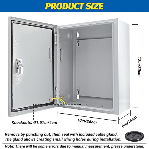 Electrical Box 12 x 10 x 6'' Steel Electrical Junction Box，NEMA 4X Steel - Image 7