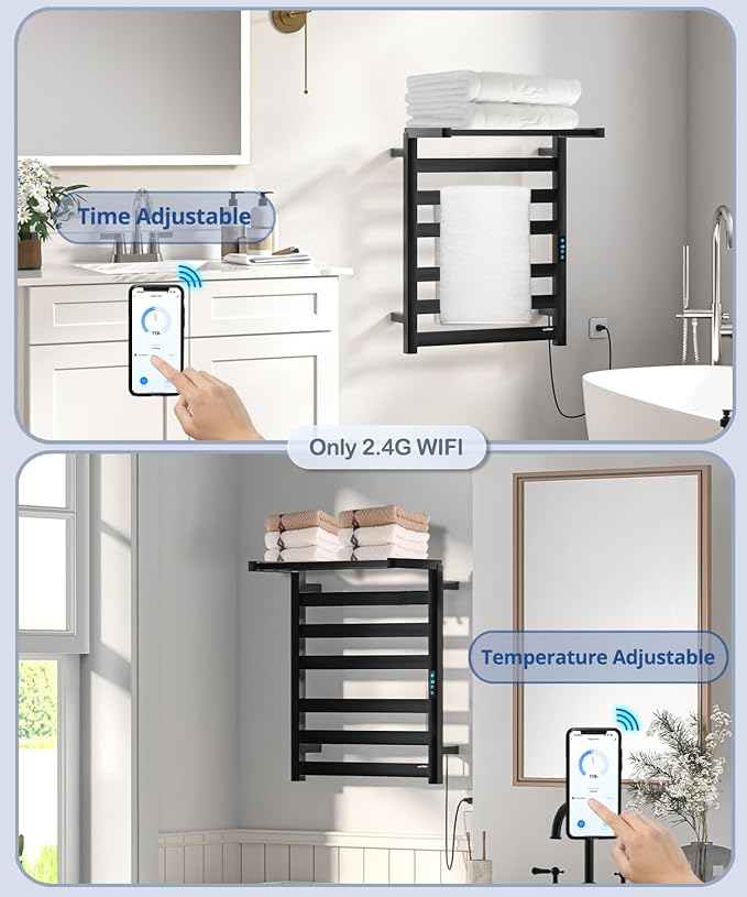 Towel Warmer Rack with WiFi, 6 Bars Large Towel Racks with Temperature & Timing - Image 6