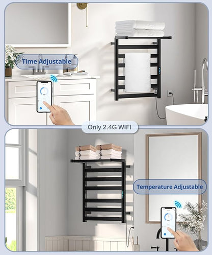Towel Warmer Rack with WiFi, 6 Bars Large Towel Racks with Temperature & Timing - Image 6