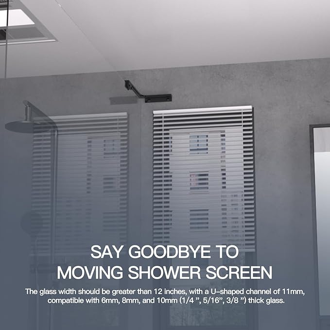 Shower Glass Support Bar, Both Sides Available, Frameless Bathroom Glass Clamp - Image 3