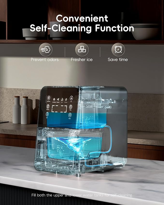 ecozy Nugget Ice Makers Countertop, 44Lbs Pebble Ice Maker, Intuitive EcoScreen - Image 6
