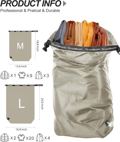 Travel Laundry Bag, Pump Free Vacuum Storage Bag Reusable Compression Dirty - Image 2