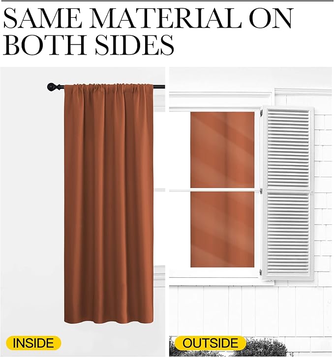 NICETOWN Kitchen Curtains, Burnt Orange, Short Blackout Curtains & Drapes - Image 5