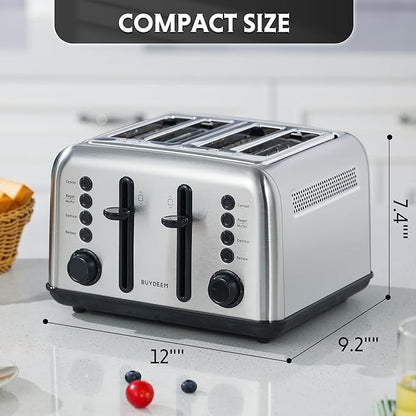 BUYDEEM DT640 Retro 4 Slice Toaster, 7 Shade Settings, Extra Wide 1.5'' Slots - Image 7