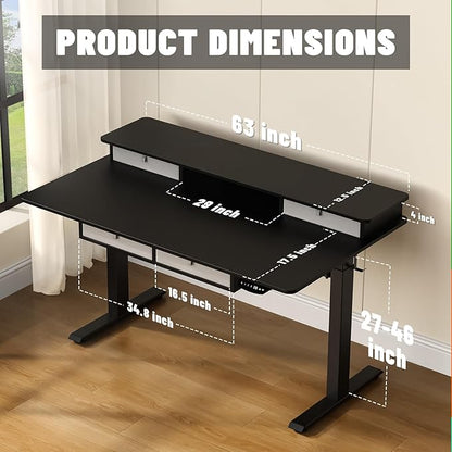 Electric Standing Widened Desk 63 * 30 Inches Adjustable Height - Image 3