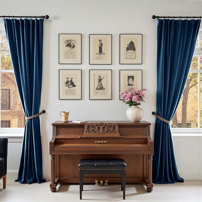 Lazzzy Velvet Blackout Extra Long Curtains Thermal Insulated Room Window Drapes - Image 7