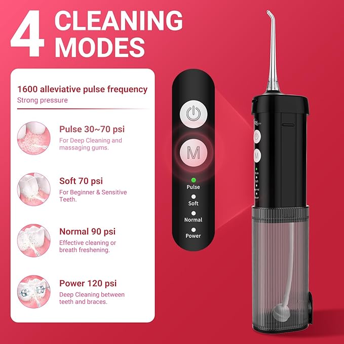JNGOODS Mini Portable Water Flosser Oral Irrigator Water Teeth Cleaner Pick - Image 2
