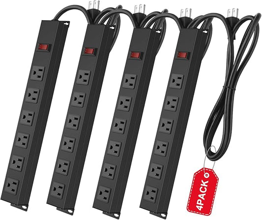 4Pack Metal Wall Mount Power Strip, Mountable Power Outlet by HHSOET
