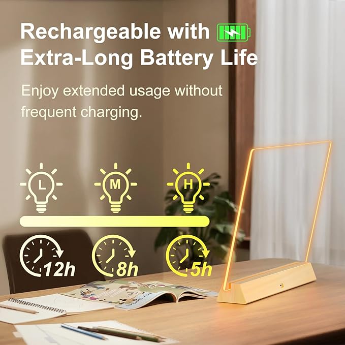 LED Note Board with Colors, Rechargeable 17-Inch Doodle Glow 9-Mode Light Up - Image 3