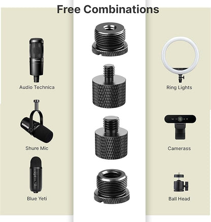 IXTECH Mic Stand Adapter Set 8 pieces Metal Microphone Stand Screw Thread - Image 3