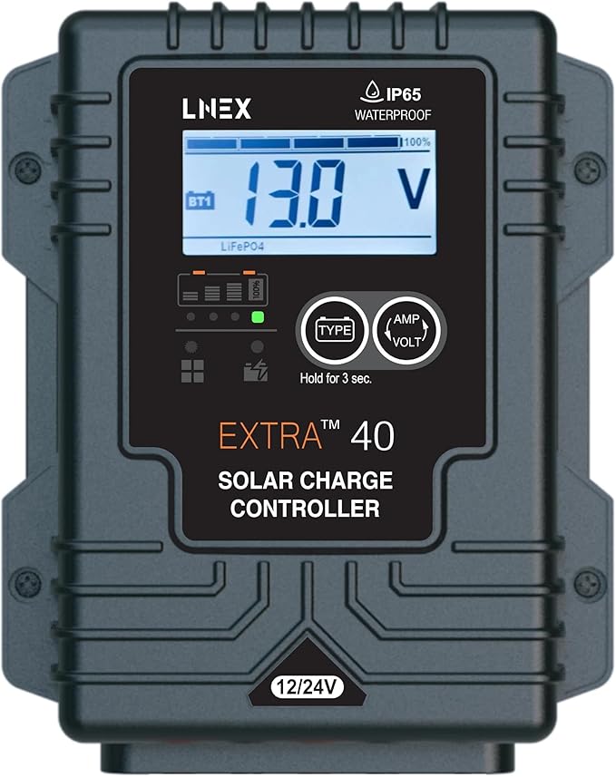 Solar Charge Controller Waterproof, 40A Solar Panel Regulator by LNEX