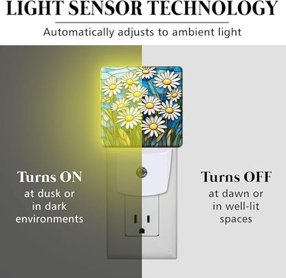 PODMemory Daisy Stained Glass Night Lights Plug into Wall - Image 3