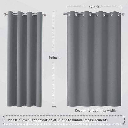 DUALIFE Grey Blackout Curtains for Bedroom 96 inches Long 2 Panels Grommet - Image 6