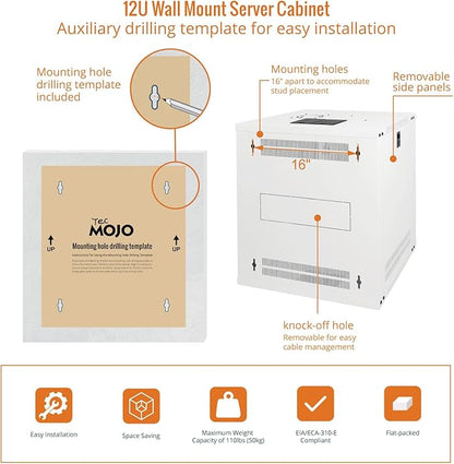 Tecmojo 12U Wall Mount Rack Network Cabinet - Image 5
