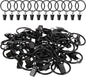 Curtain Rings with Clips, 42 Pack Metal Drapery Rings with Clips Hooks Hangers for Hanging Drapes Bows Hats, Drapes Rings 1.26 in Interior Diameter, Fits Up to 1 in Curtain Rod, Black