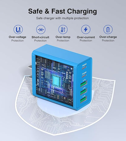 USB C Wall Charger, 60W USB C Charger Block 5-Port PD Fast Charging Blocks - Image 5