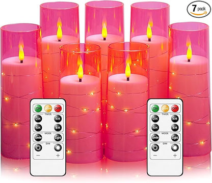 Flameless Candles with Embedded Star String, Battery Operated LED Pillar by Eebuss