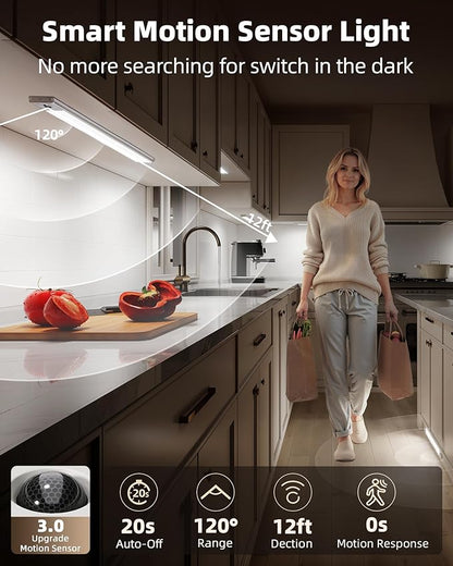 EZVALO 5 Pack Under Cabinet Lighting, 4000mAh Rechargeable Motion Sensor Light - Image 3