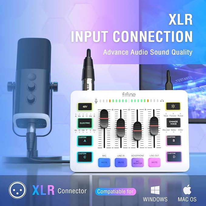 FIFINE Audio Mixer, Gaming Streaming PC Mixer - Image 2
