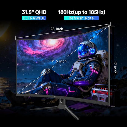 KTC 32 Inch Curved Gaming Monitor, 2K 180Hz Computer Monitor, QHD 1500R PC - Image 9