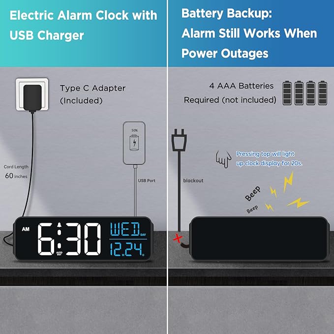 Peakeep Large Display Digital Alarm Clock - Image 5