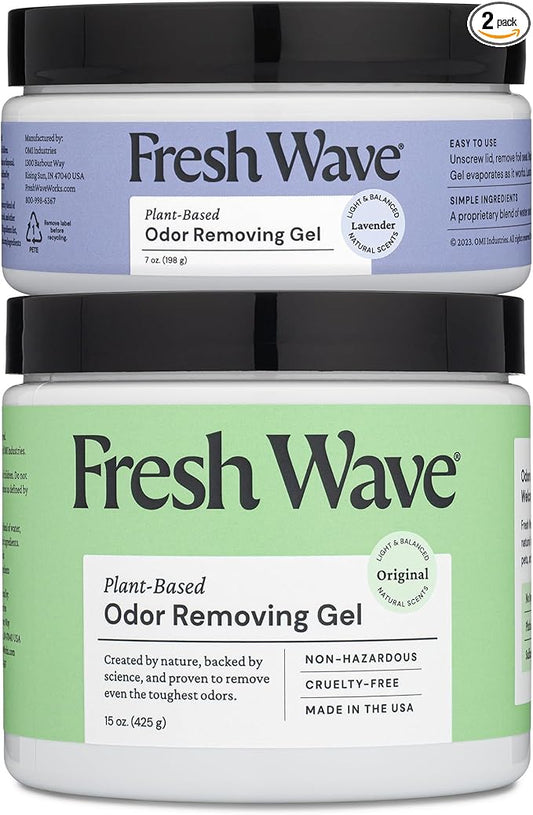 Fresh Wave Odor Removing Gel, Original 15 oz. & Lavender 7 oz.| Safer Odor by FreshWave