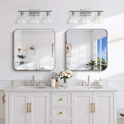 CILIBER Frameless Mirror, 24x24 Beveled Bathroom Mirrors - Image 4