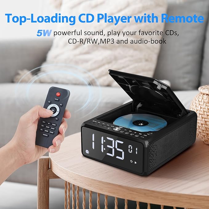 Gelielim CD Player Alarm Clock Radio, CD Players - Image 3