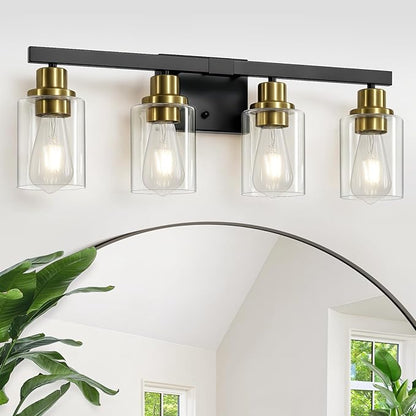 DIKAIDA Bathroom Vanity Light, 4-Light Black and Gold Bathroom Light Fixtures - Image 8