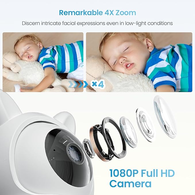 ieGeek 1080P Baby Monitor with 2 Cameras | 4.3" Split-View - Image 4