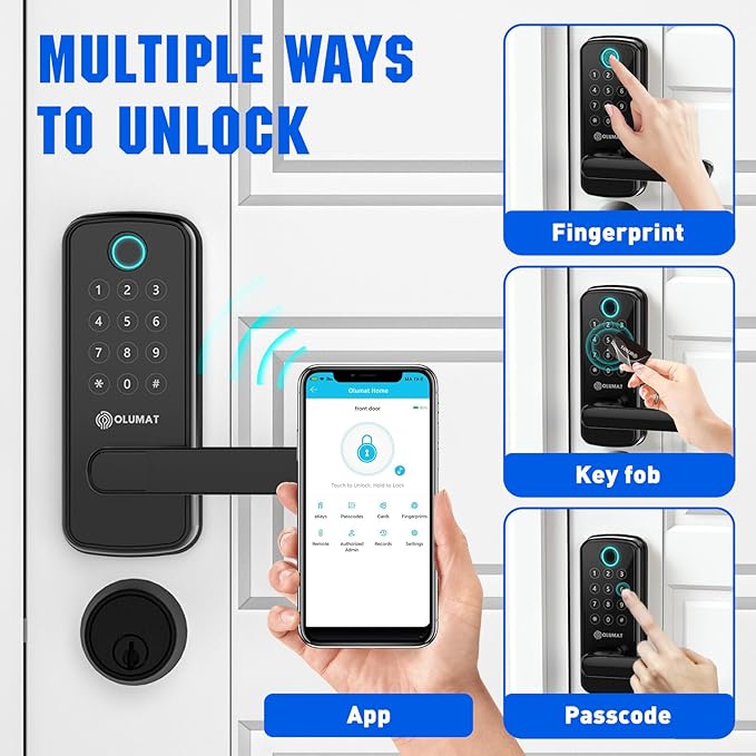 Smart Door Lock with WiFi Gateway, Keyless Entry Door Lock with Handle - Image 2