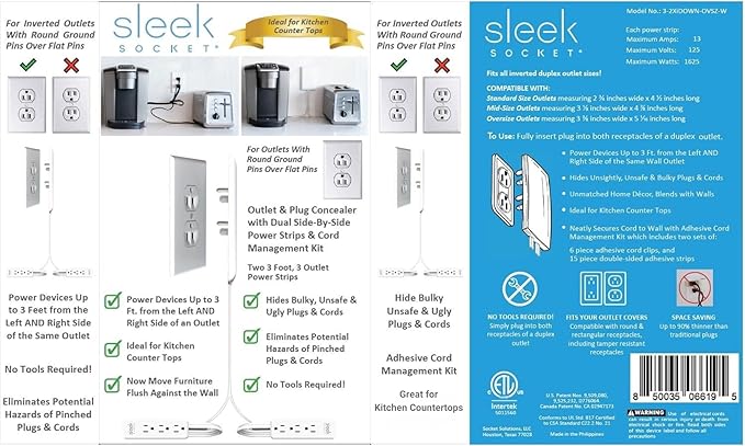 Sleek Socket Original & Patented Ultra-Thin Outlet Concealer - Image 4
