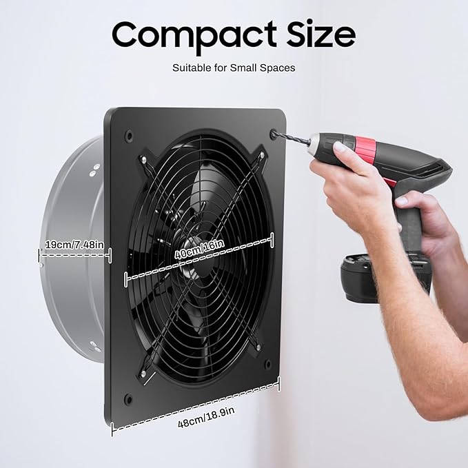 18 inch Portable Exhaust Fan, 300W Wall Mounted Vent Fans Ventilating Fan - Image 4