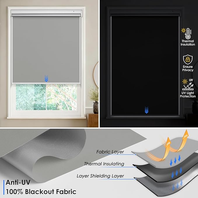 Motorized Roller Blinds with Remote Control & Solar Panel - Image 2