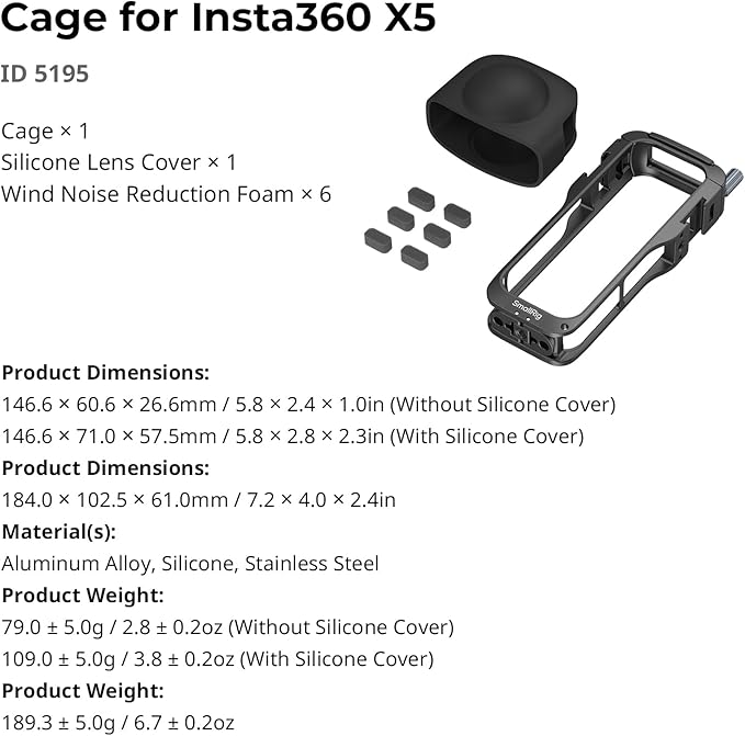 SMALLRIG Cage for Insta360 X5 Accessories, Aluminum Alloy Protective Case for - Image 9