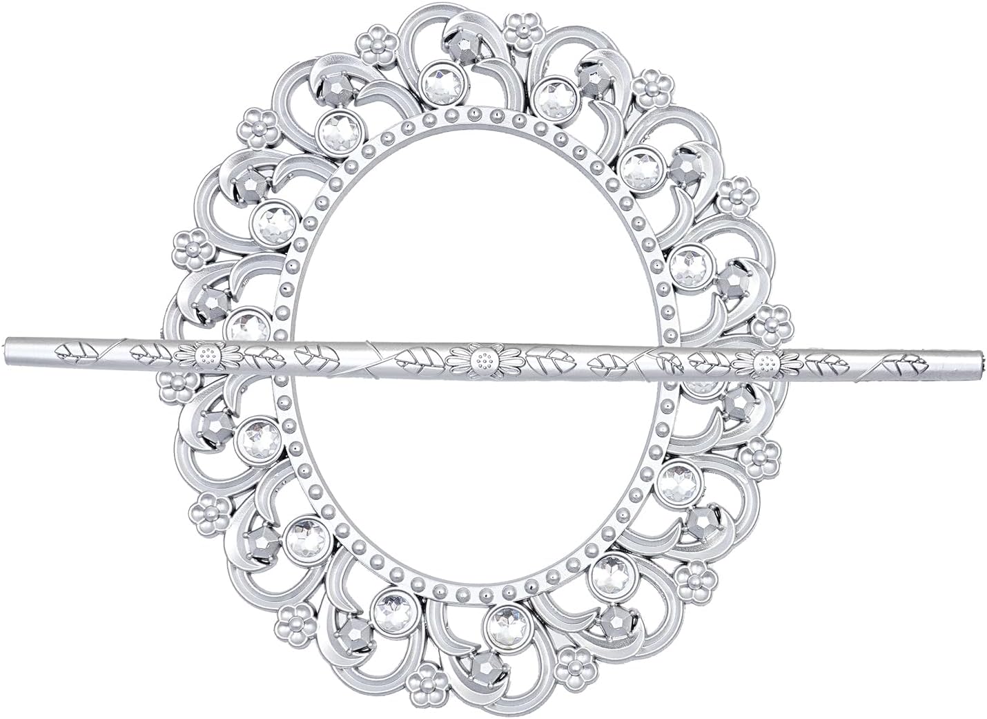 2 Pack Silver Curtain Tiebacks Round Curtain Holdbacks Plastic Curtain Clips Buckle Drapery Holdbacks Crystal Drapery Tiebacks for Home Window Decoration, with Fixing Rod (Silver)