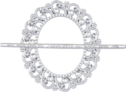 2 Pack Silver Curtain Tiebacks Round Curtain Holdbacks Plastic Curtain Clips Buckle Drapery Holdbacks Crystal Drapery Tiebacks for Home Window Decoration, with Fixing Rod (Silver)