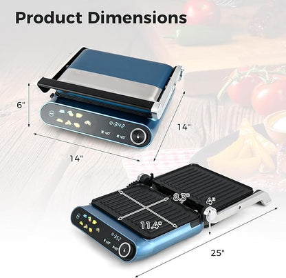 7-In-1 Sandwich Maker with LED Touch Panel & No-Stick Plates, Electric Panini - Image 9