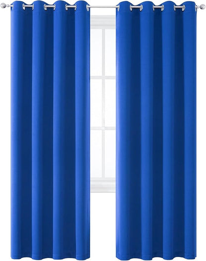 DUALIFE Royal Blue Grommet Room Darkening Curtains 52 x 90 Inches, 2 Panels by DUALIFE