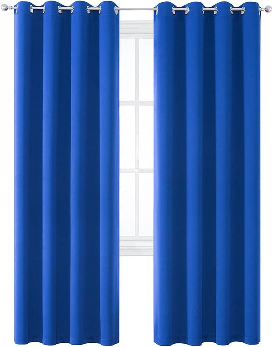 DUALIFE Royal Blue Grommet Room Darkening Curtains 52 x 90 Inches, 2 Panels by DUALIFE