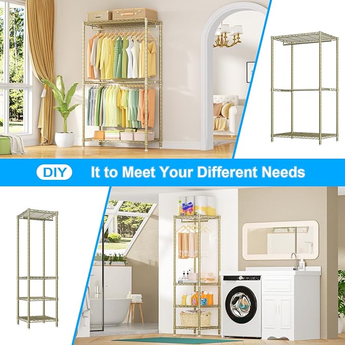 Ulif E10 Clothes Rack（With Stretchable Hanger Rod）Freestanding Clothing Racks - Image 6