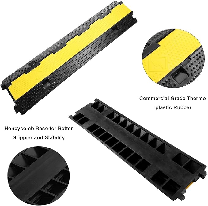 Reliancer 3 Pack Dual Channel Rubber Cable Protector Ramp 2 Channel Traffic - Image 3