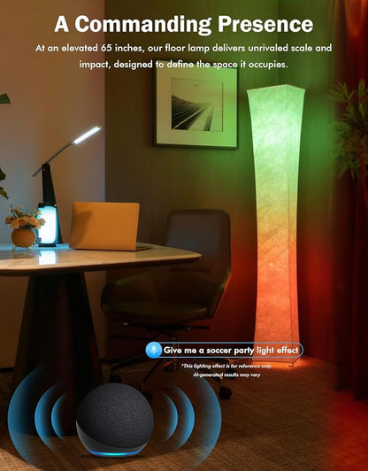 LEONC RGB+CCT Floor Lamp with Remote, 1800lm LED Tuya Smart 9W×2 Bulbs - Image 5