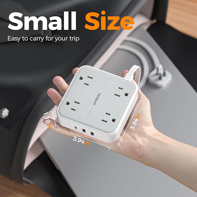 Surge Protector Power Strip, TESSAN Ring Pull Flat Plug Extension Cord 10 Ft - Image 8