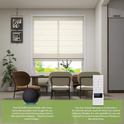 ZSTARR Smart Roman Shades Rechargeable Motorized Blinds - Image 2