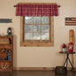 VHC Brands Rustic Red Plaid Braxton Scalloped Curtain for Kitchen & Dining Room Valance 16x72