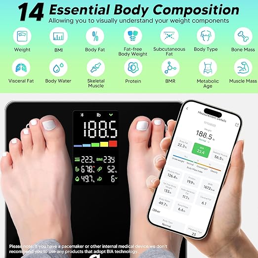 Arboleaf Smart Scale with BMI, Body Fat, Muscle Mass, Digital Bathroom Scale - Image 3