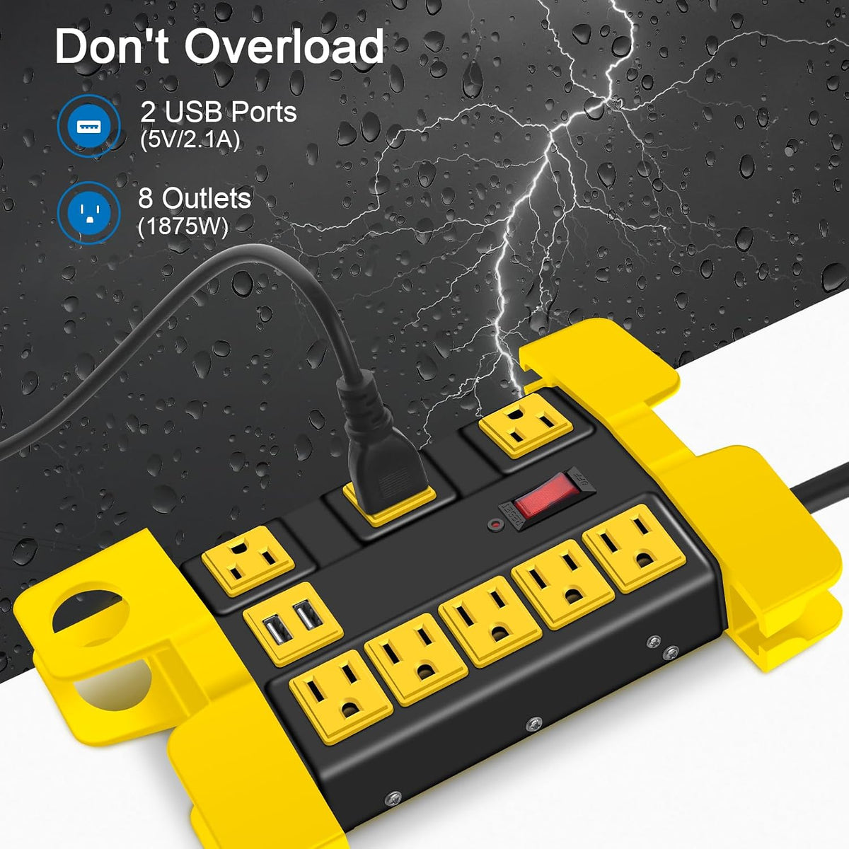 CCCEI Heavy Duty Surge Protector Power Strip with USB. Black, 4ft, 1.