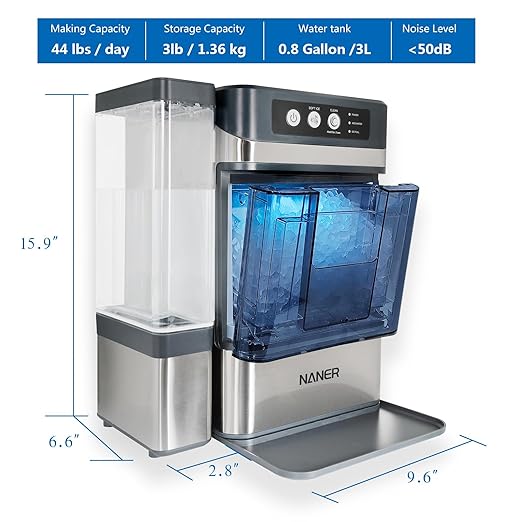 Nugget Ice Makers Countertop 42lbs/Day Large Capacity One-Click Operation - Image 3